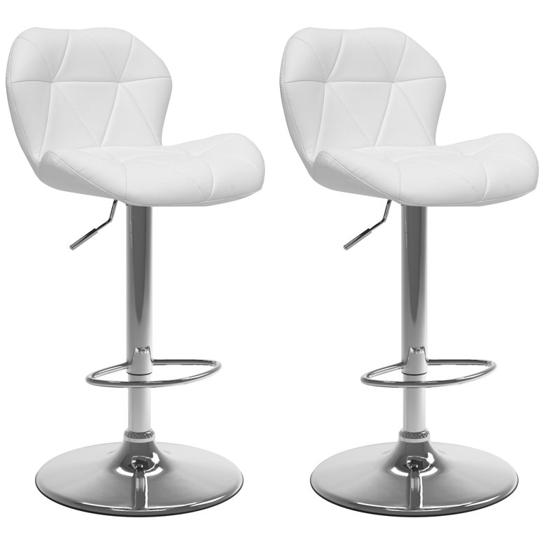 Alcibiades Swivel Upholstered Adjustable Height Counter Stool, White