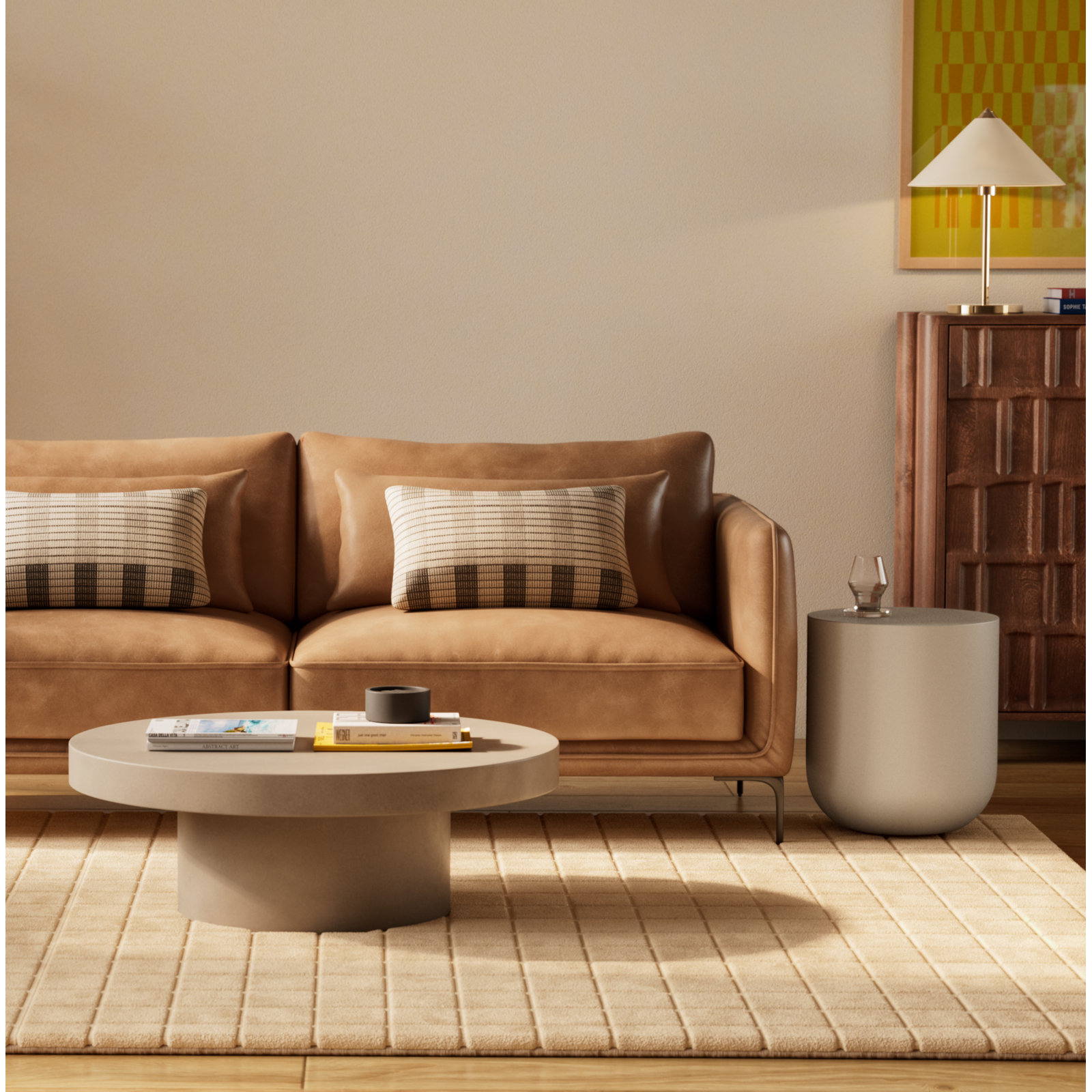 Elise End Table, White/Neutral