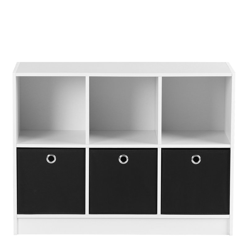Anjay 59.9cm H x 80.3cm W Cube Bookcase, White/Black