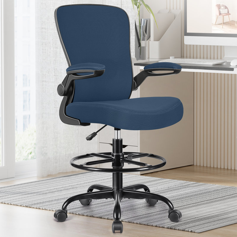 Chaise de dessinateur en filet avec repose-pieds réglable et support lombaire , Marine