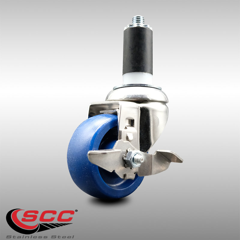 Solid Polyurethane Swivel Expanding Stem Caster Brake