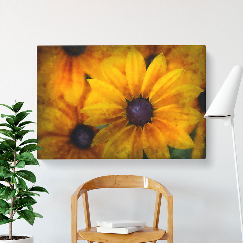 Yellow Coneflowers - Wrapped Canvas, 60cm H x 91cm W x 3cm D