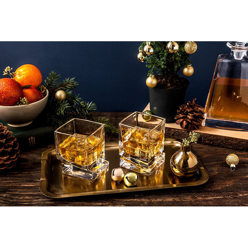 JoyJolt Carre 10oz Clear Square Whiskey Glass Set