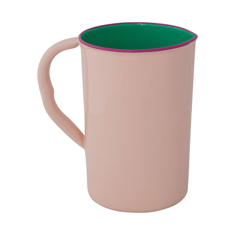 Enameled Stainless Steel Pitcher With Colored Edge