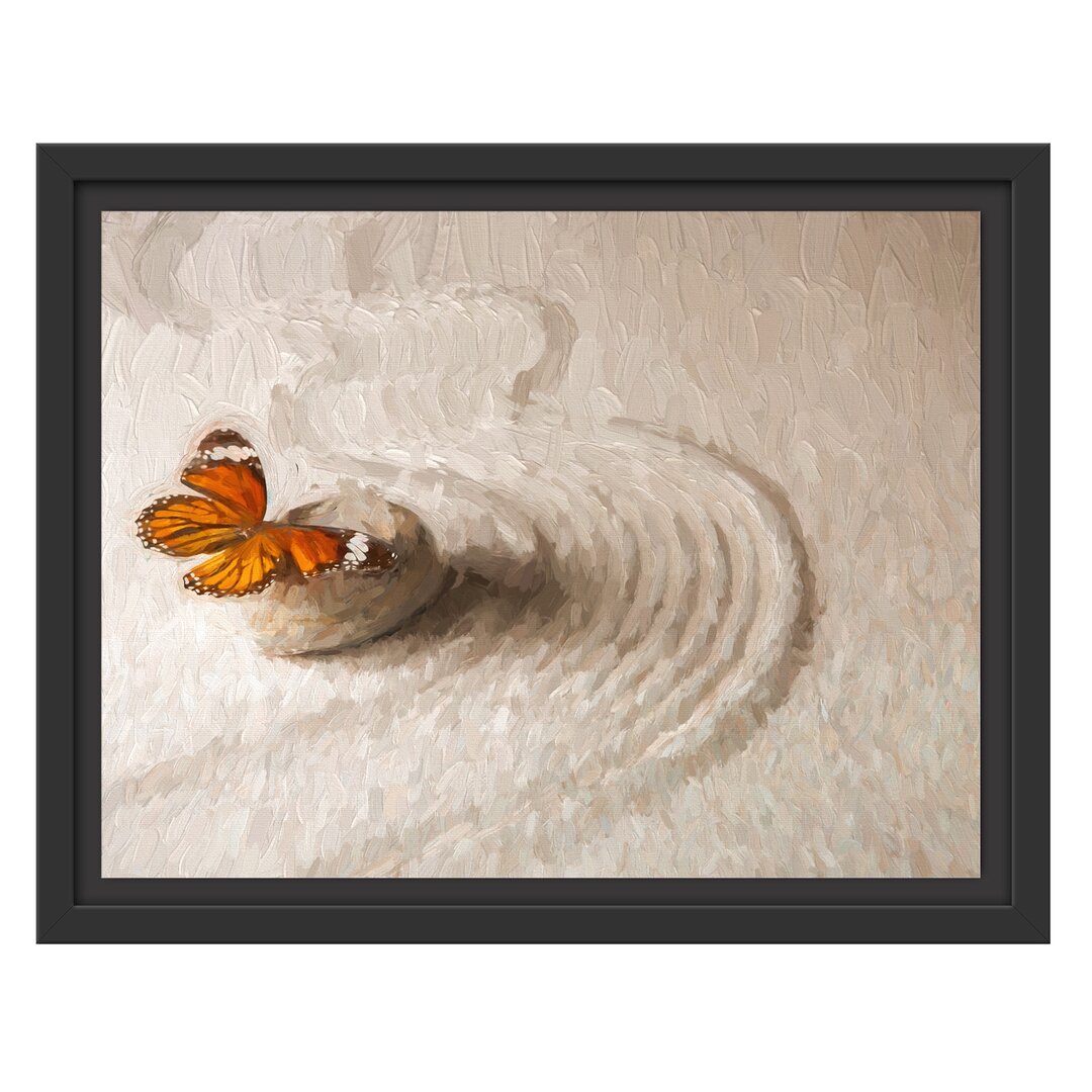 Gerahmtes Wandbild Zen Schmetterling Kunst