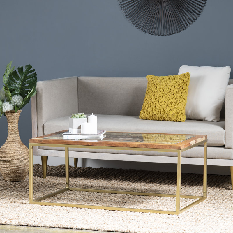 Adagio Acacia Laser Cut Coffee Table, Gold
