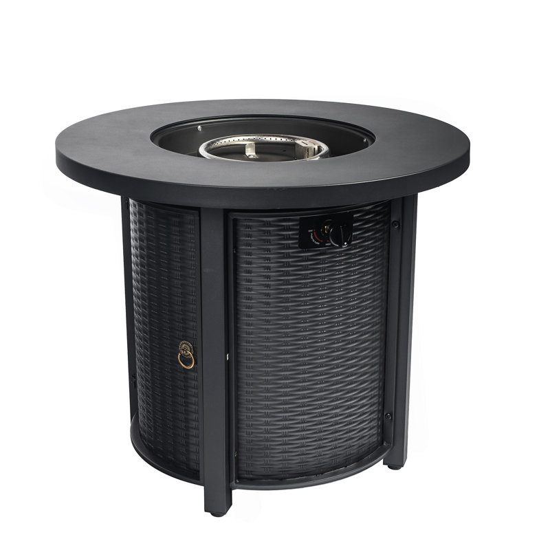 30" Propane Gas Fire Pit Table, 50000 BTU Round Steel Fire Pit For Outside Patio Deck Garden Courtyard-Black
