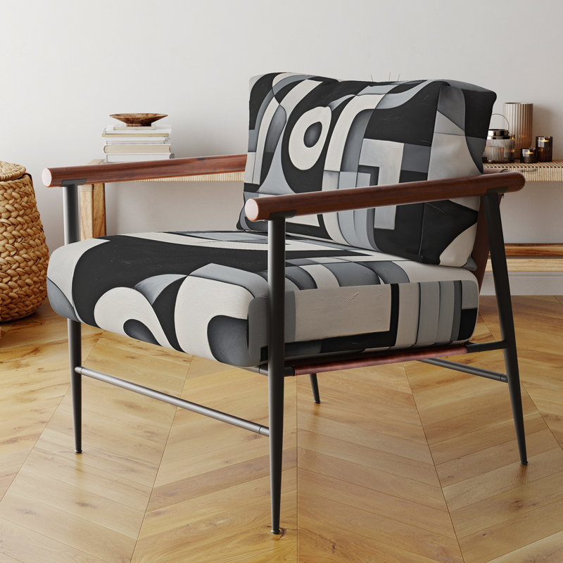 Garden of Urban Groove Abstract Geometrics X - Chaise rembourrée contemporaine, Doré