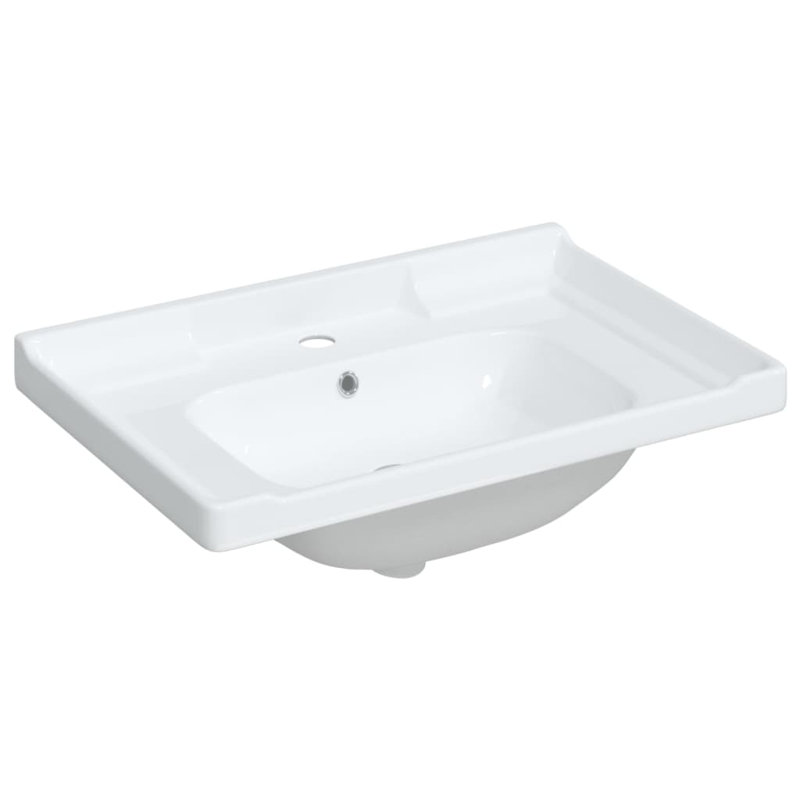 Belfry Bathroom Breit 48mm W White Ceramic Rectangular Sink with Overflow, 23cm H x 71cm L x 48cm W