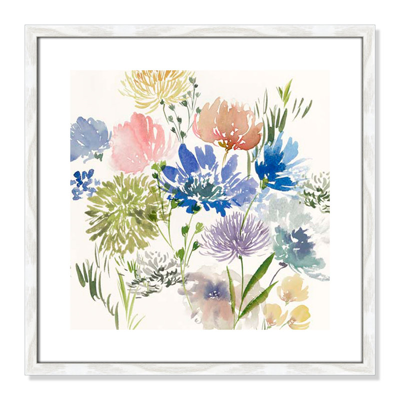 «A Floral Florish I Print» par Aria K, H 23,5 po x l 23,5 po x P 0,75 po, Grain de bois blanc