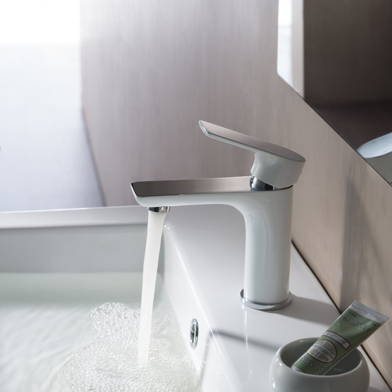 Modern Single Handle Bathroom Faucet – Solid Brass Single Hole Vanity Sink Faucet with Drip-Free Cartridge, Premium Finish & Water Supply Hose