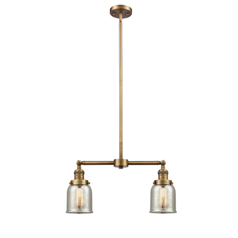 Bell - 2 Light 21" Island Light, 6 Watt Vinage LED Bulb, Silver Mercury, Brushed Brass