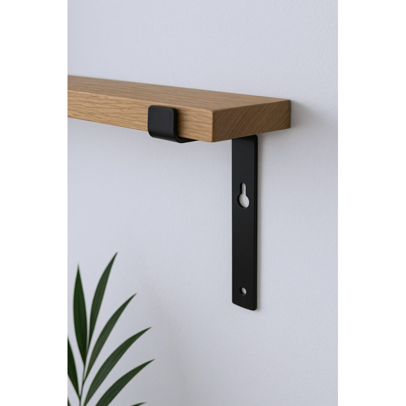 7" Set Of Two Black Metal Wall Mounted Shelf Brackets