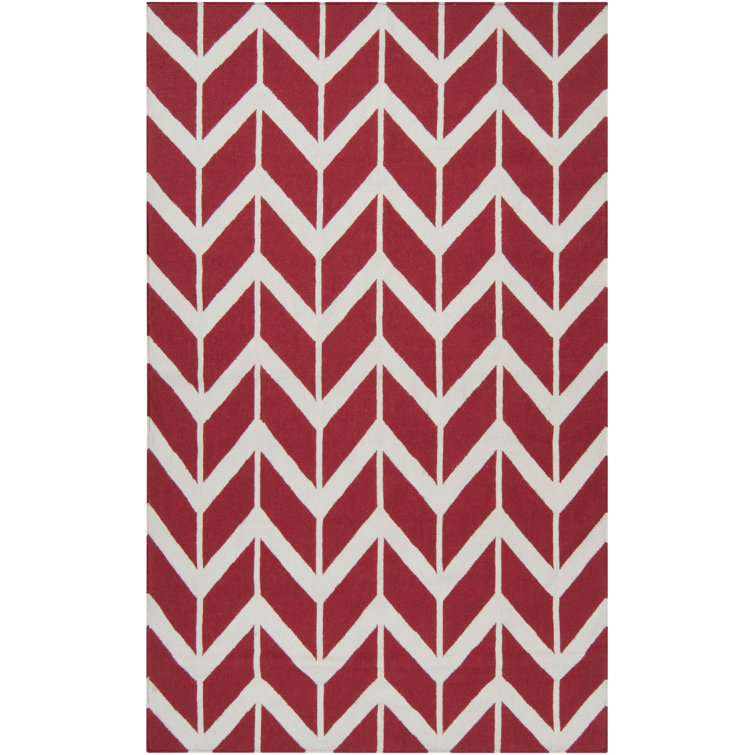 Tapis rouge en laine tissé à la main Vo
