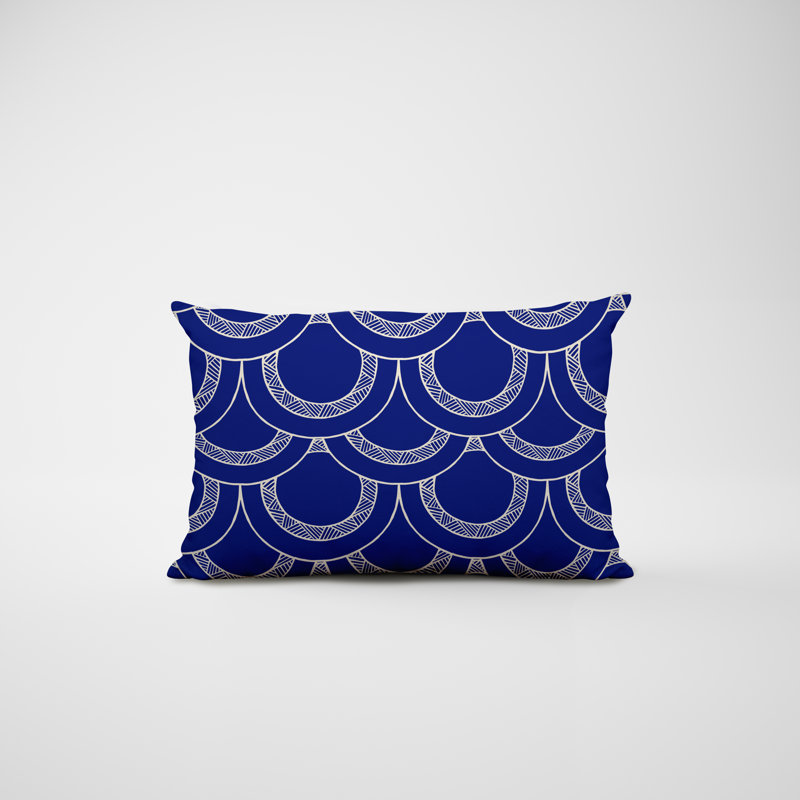 Housse et insert de coussin rectangulaire en polyester pour l'intérieur et l'extérieur, Bleu marine