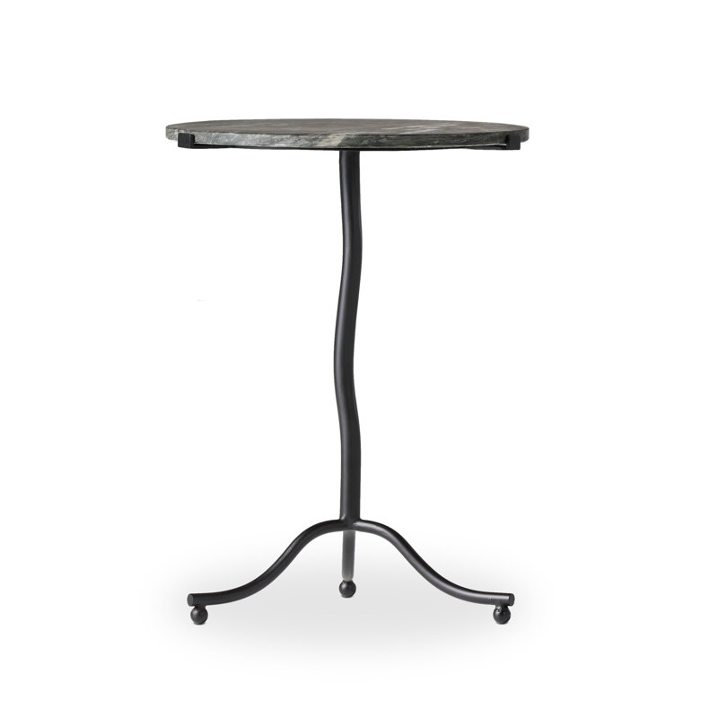 SOPHIE Marble End Table, Black Marble Top/Iron Matte Black Base