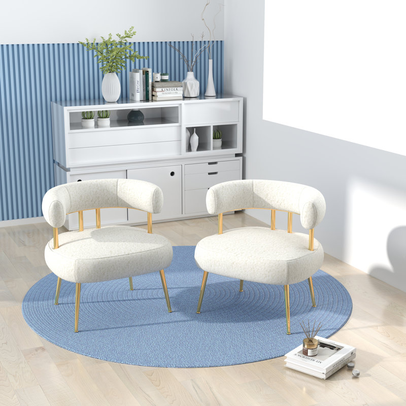 Upholstered Barrel Chair, White