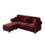 Canapé Chesterfield de style Mid-Century moderne en velours avec garniture cloutée, accoudoirs roulés et 3 coussins, bourgogne-1040220556
