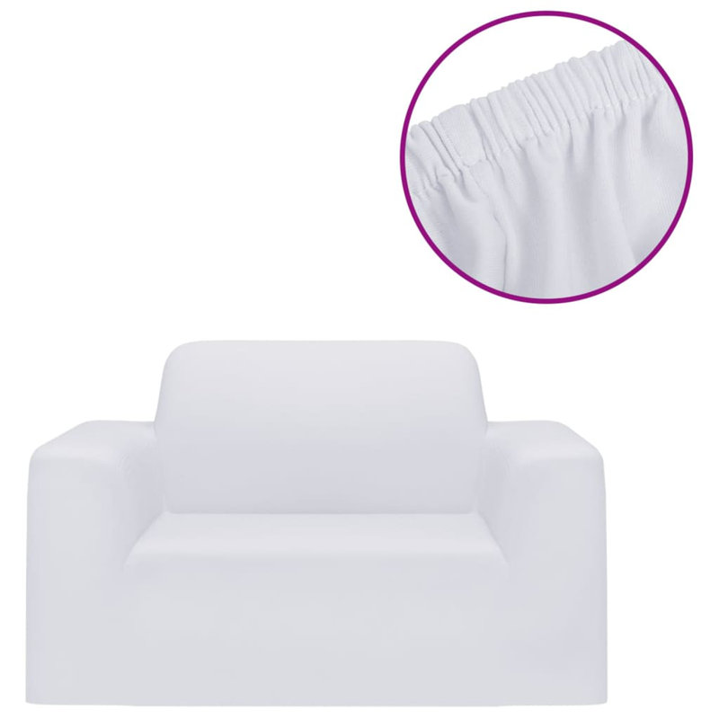 Box Cushion Armchair Slipcover, White