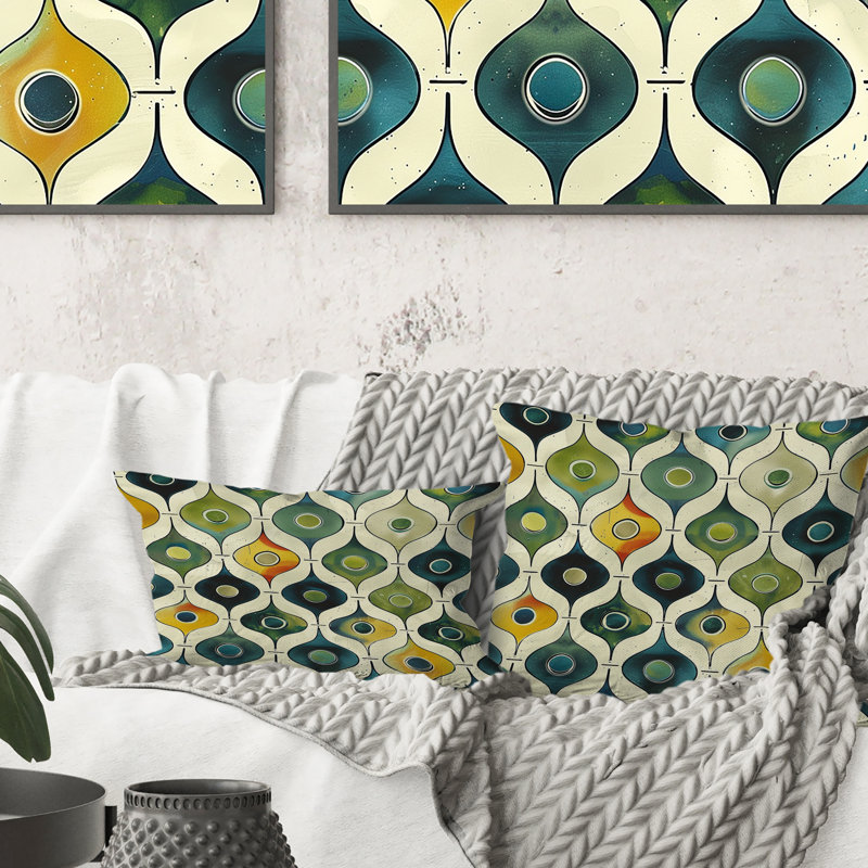 Coussin lombaire bleu et vert Modern I