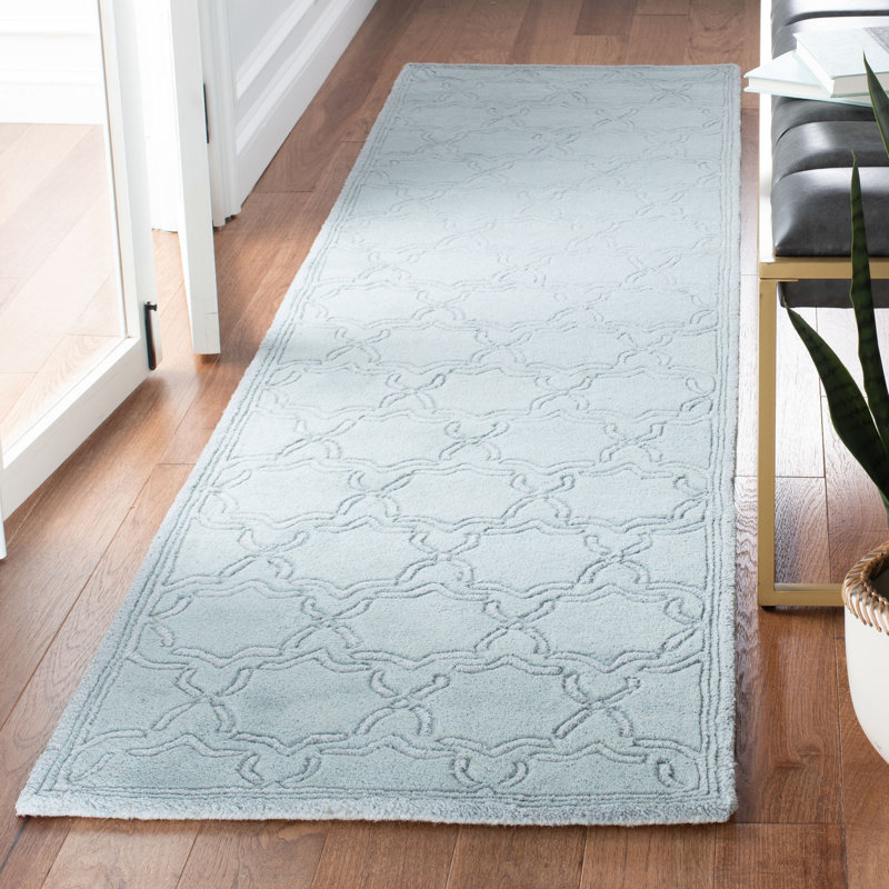Tapis gris en laine touffeté à la main Carolene, Tapis de couloir 2 pi 3 po x 9 pi