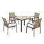 Ensemble de table de salle à manger toutes saisons 5 pièces, ensemble de conversation pour patio avec trou pour parasol, extérieur en rotin-1133533248-1133533277