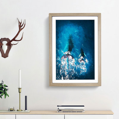 Mother and Calf Humpback Whale in Abstract - Picture Frame Graphic Art Print