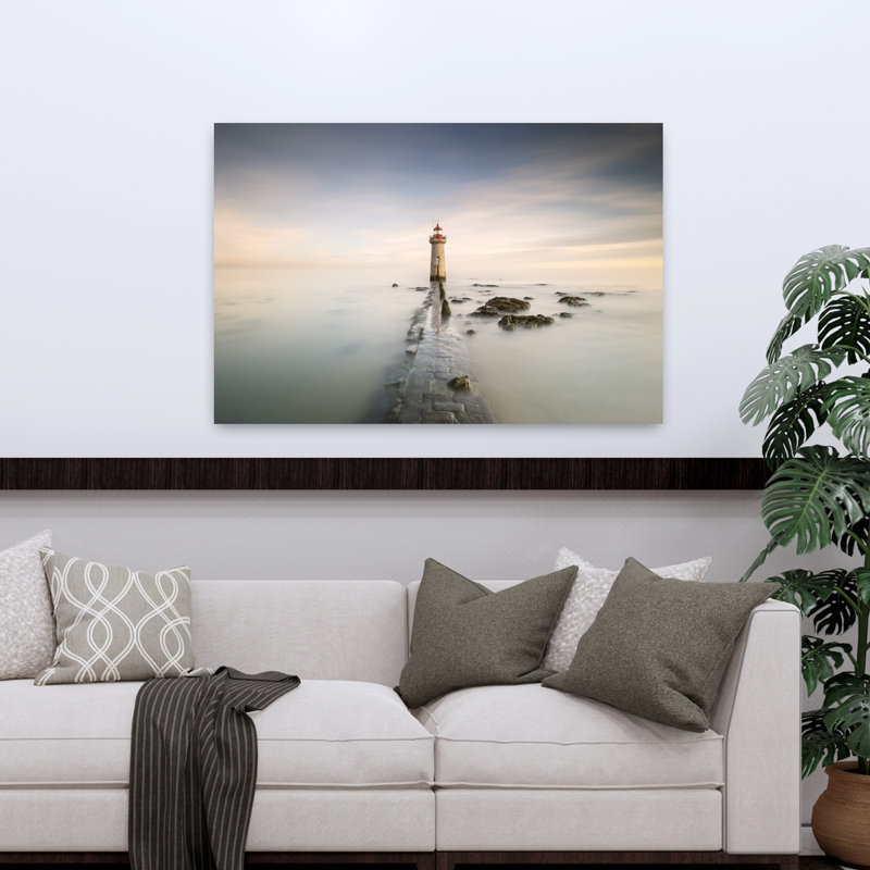 Beut - Lighthouse Abstract Coastal Architecture Wall Art, 32" H x 48" W