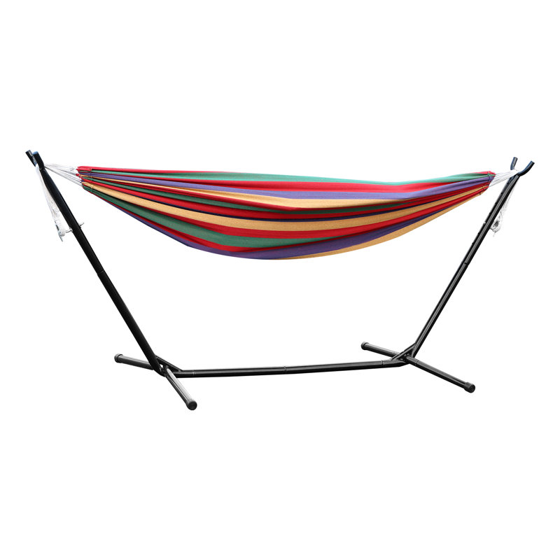 Hamac de luxe pour 2 personnes avec support en acier robuste 450 lb avec étui de transport - pour le jardin extérieur