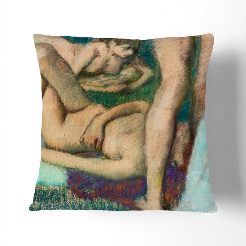 Nude Bathers Square Throw Cushion, White, 40cm H x 40cm W x 15cm D