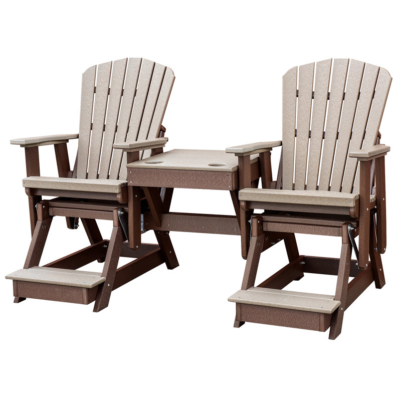 Banc d'extérieur en bois de polyéthylène coulissant Oxyoke, Beige / brun