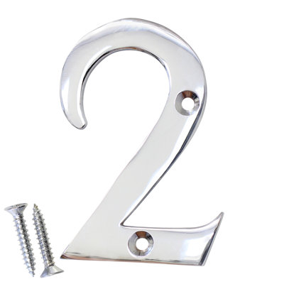 4'' H Reflective Brass House Number