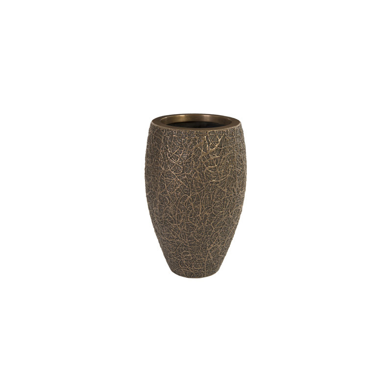 String Theory Resin Pot Planter, 32" H x 18" W x 18" D, Bronze