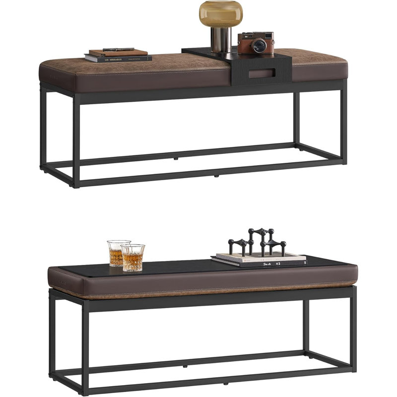 Rosaelena Polypropylene / Olefin Upholstered Bench, Brown