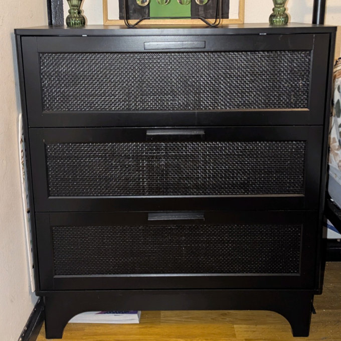 blue dress for baby girl Frances Woven Rattan 6 Drawer Dresser, Black