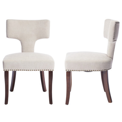 Ensemble de chaises de salle à manger en chenille avec dossier rembourré, tête cloutée