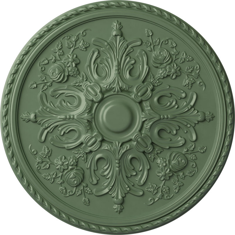 Endurathane Bradford Ceiling Medallion, 32 5/8"OD x 2"P (Fits Canopies up to 6 5/8"), Hand-Painted Athenian Green Finish