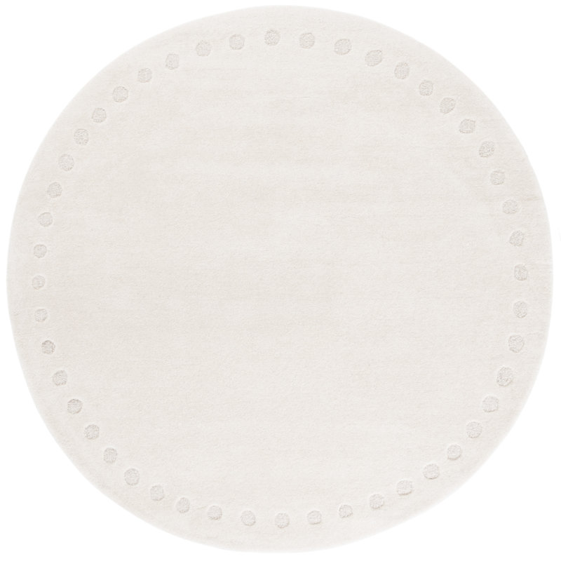 Tapis de couleur unie en coton touffeté à la main Talena, Rond 6 pi