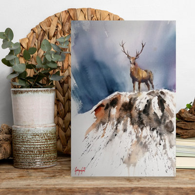 Impression d'art mural majestueux, cerf contemporain contemporain, montagne, cerf majestueux