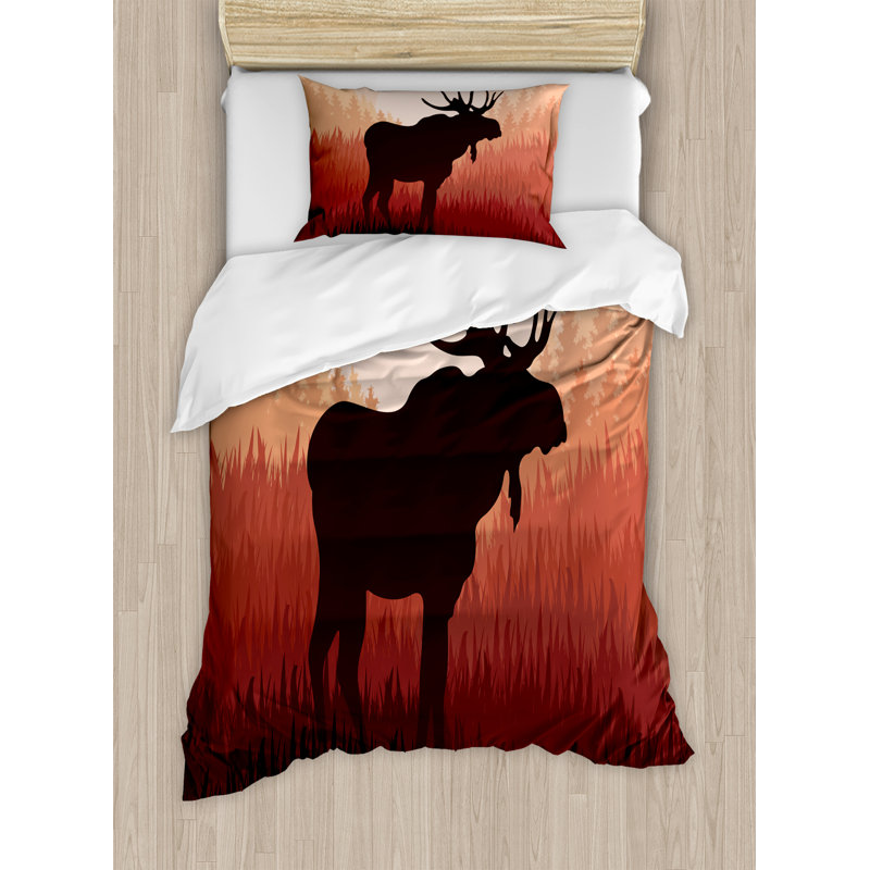 Moose Eclectic Polyester Duvet Cover, Twin