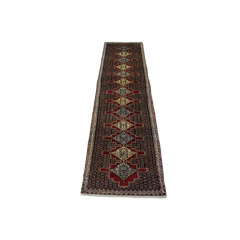 Tapis rouge / bleu en laine noué à la main Flossmoor