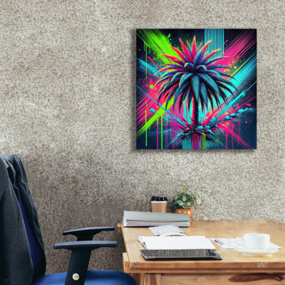  «Palm Tree Abstract 2» par Rey Klimt, art mural sur toile, 12 po x 12 po