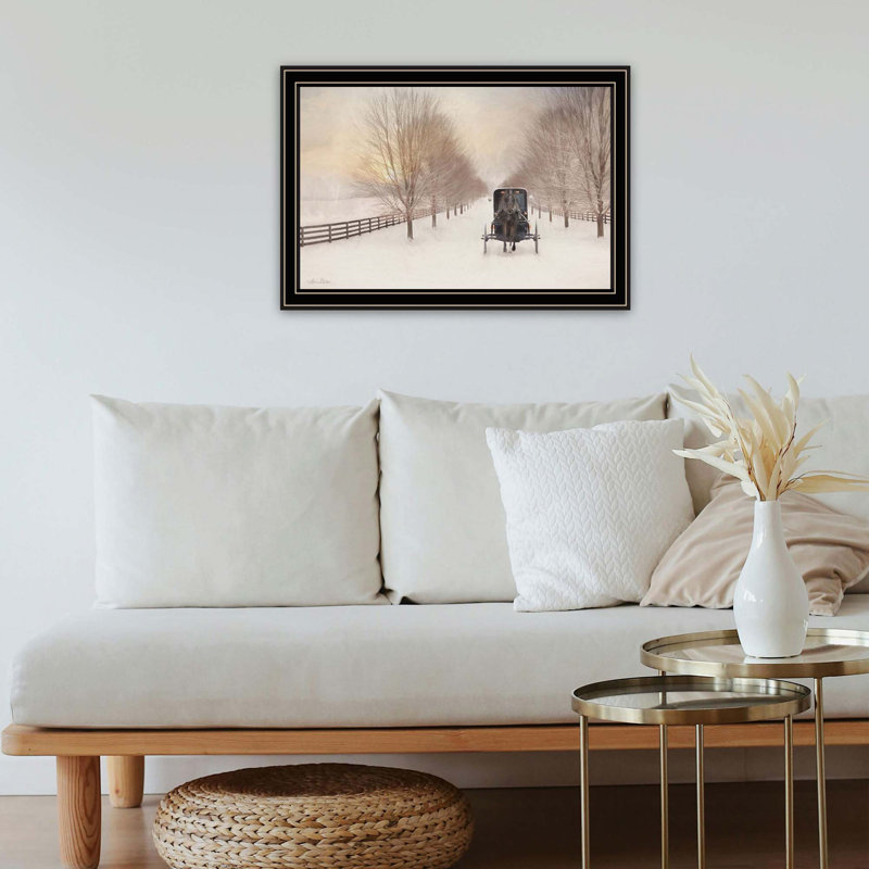 «Trendy Decor 4U Snowy Amish Lane», art mural encadré, Noir