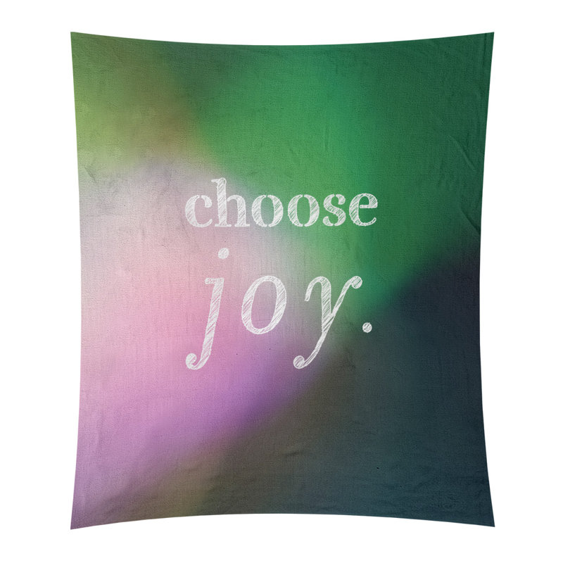 Tapisserie de polyester, choisir la joie citation, H 27,5 po x l 37,5 po, Rose / Vert