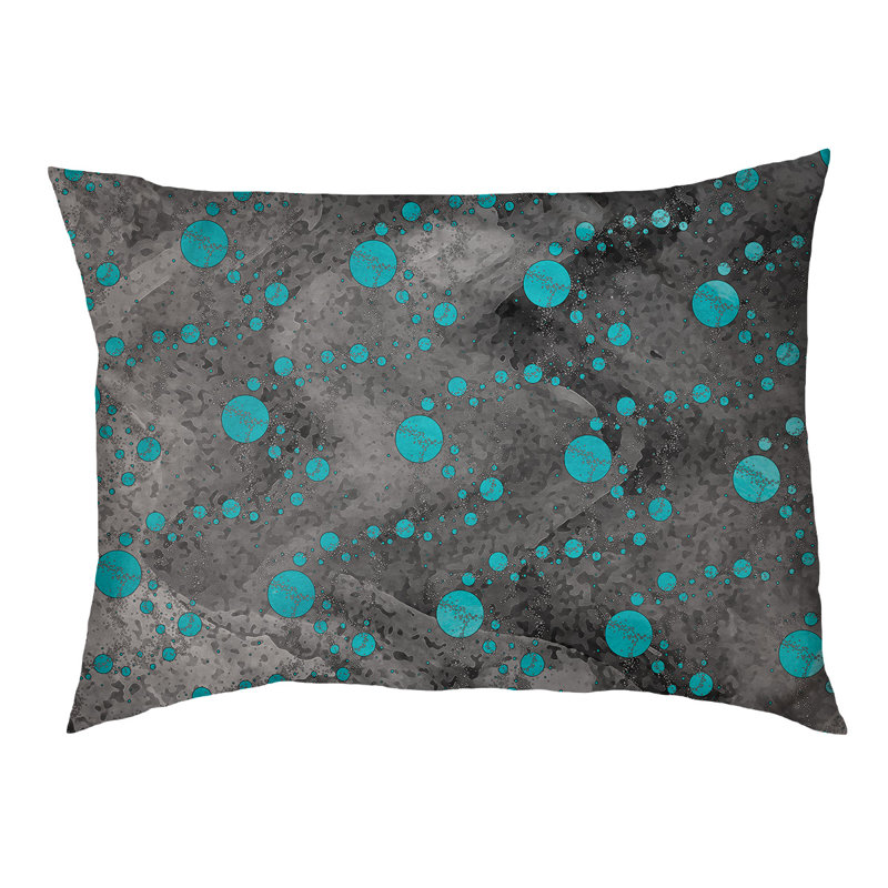Coussin de concepteur de planète stars Byrge, l 42,5 po x L 32,5 po, Sarcelle / Noir