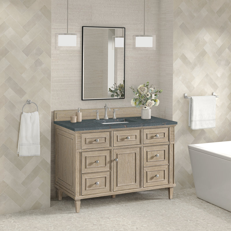 Lorelai 48 in. Single Vanity, Whitewashed Oak, Parisien Bleu