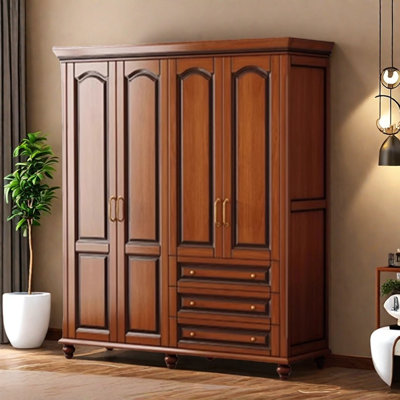 American Retro Light Luxury Brown Wardrobe
