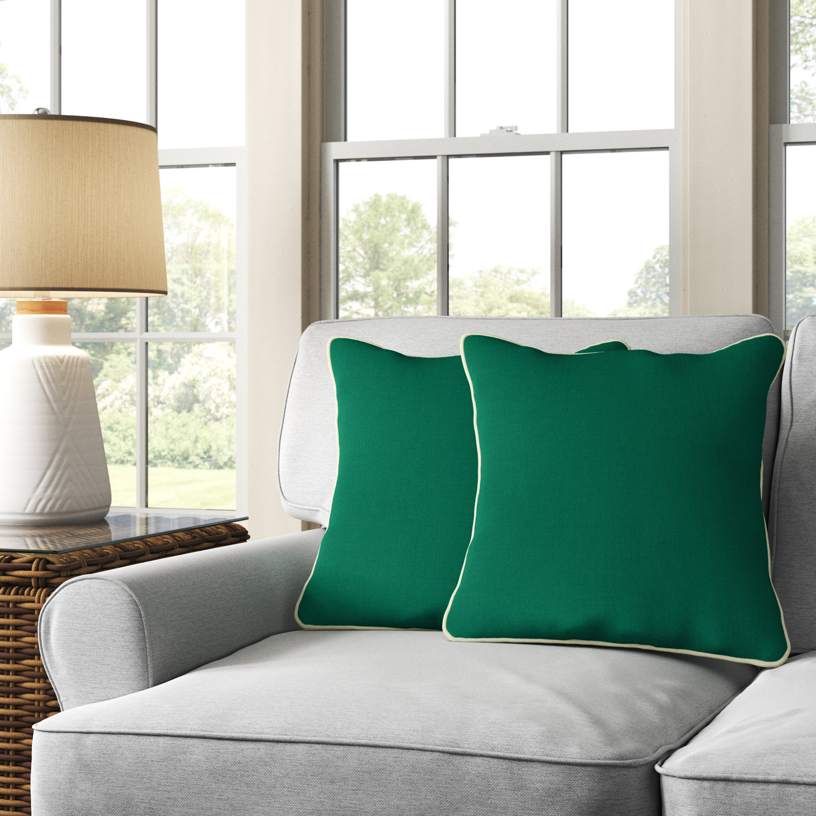Estrada Indoor/Outdoor Throw Pillow, 18" x 18", Green