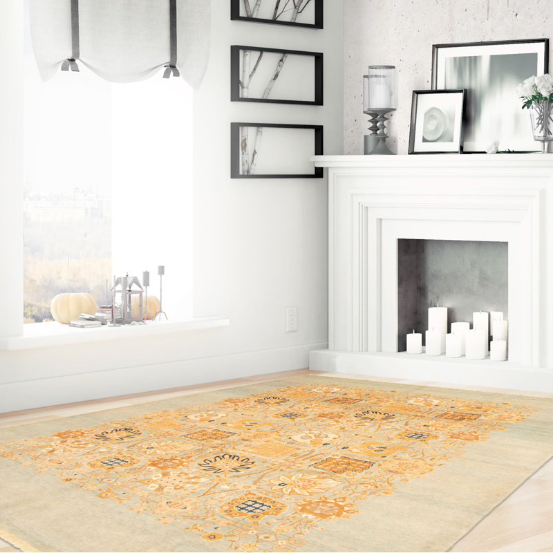 Tapis unique en laine noué à la main 9 pi x 11 pi 10 po bleu clair nouvel âge Yaak
