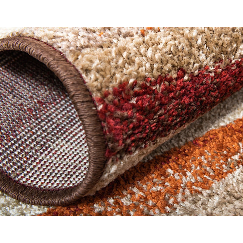 Tapis abstrait beige / brun / rouge Cotati, Rectangle 9 pi x 12 pi